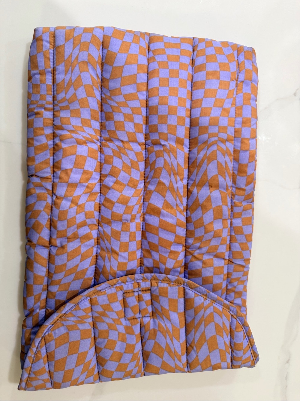 BAGGU  Puffy Laptop Sleeve/Case in Lavender Trippy Checker